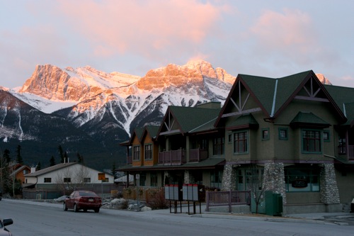 The Summit Cafe and Three Sisters in the background