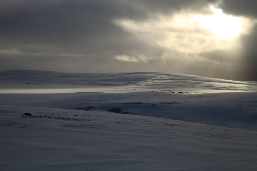 Hiking up a mountain and riding down it, Iceland, March 2012